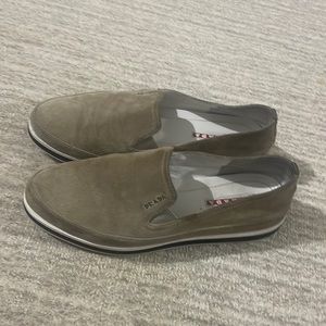 Prada slip ons in suede